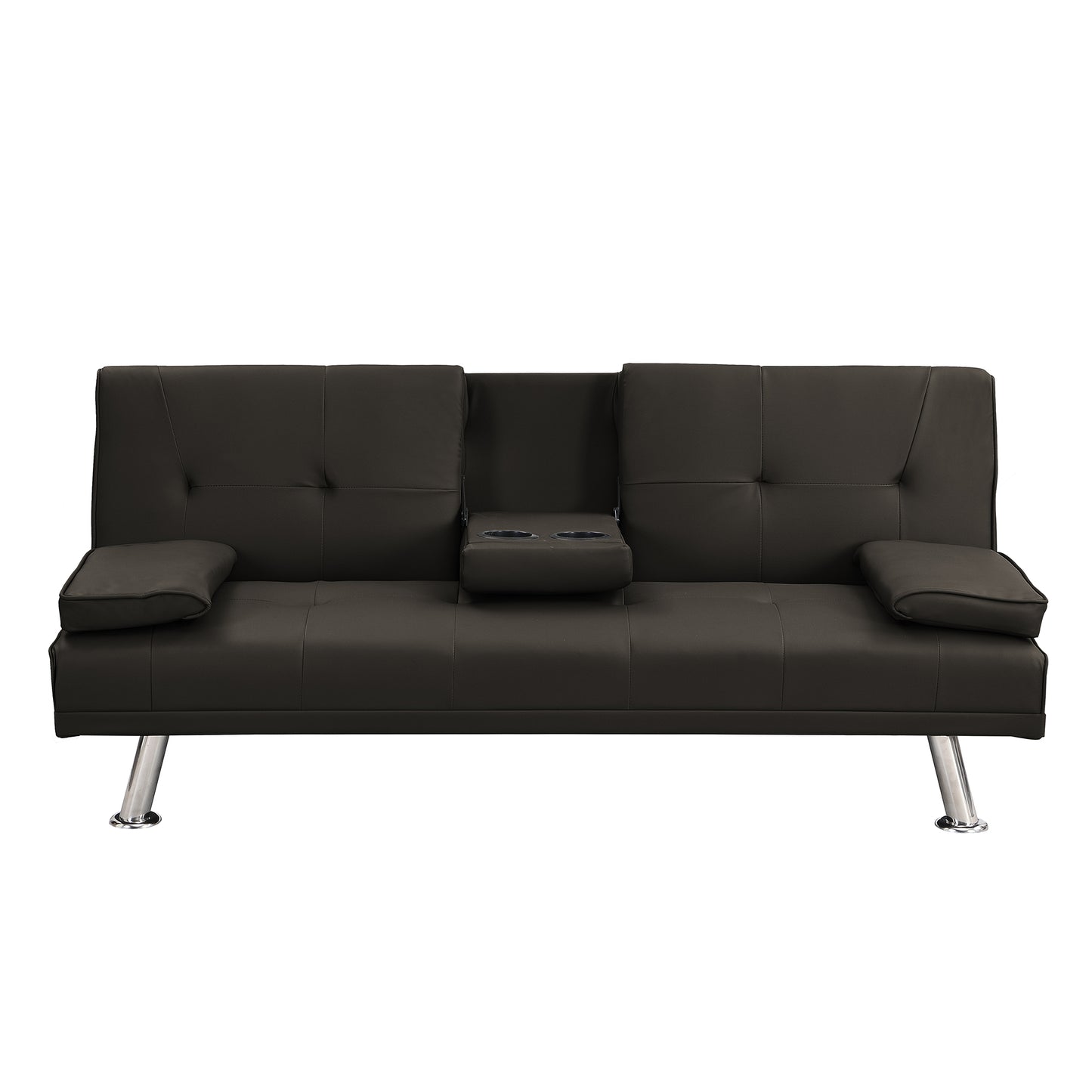 Multifunctional Sofa Bed with Armrest Holders and Wood Frame