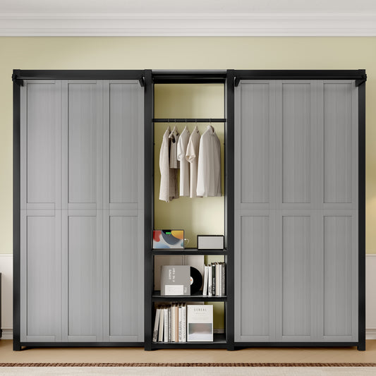 Compact Twin Murphy Bed with Wardrobe and Shelves - Space-Saving Design