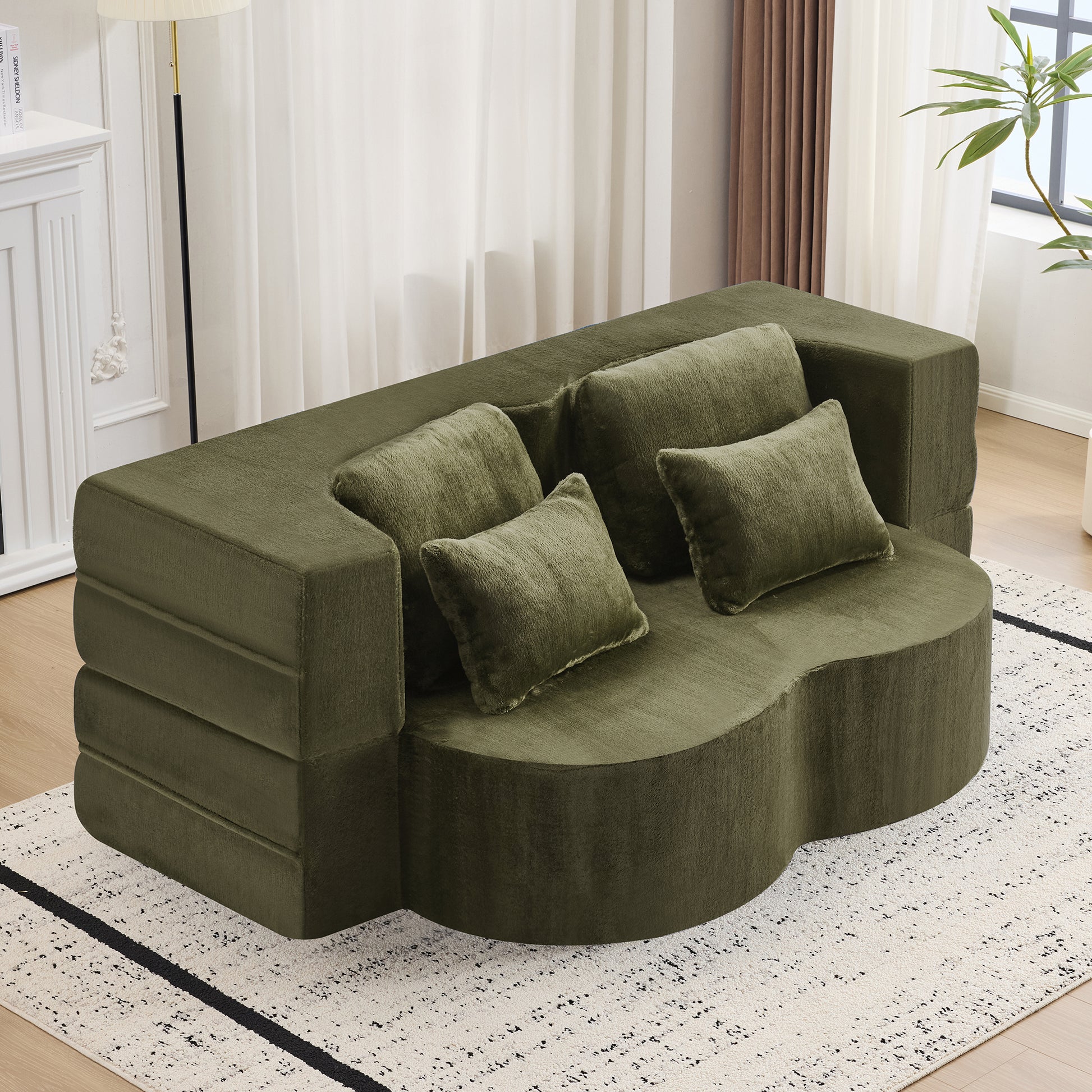 Queen Size Foldable Sofa Bed – Chenille Futon Sofa Couch