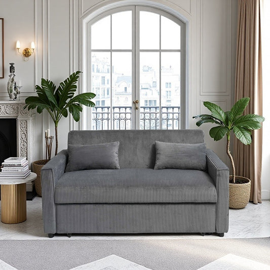 Futon Sofa Bed - 3-in-1 Multi-Functional Corduroy Convertible Couch
