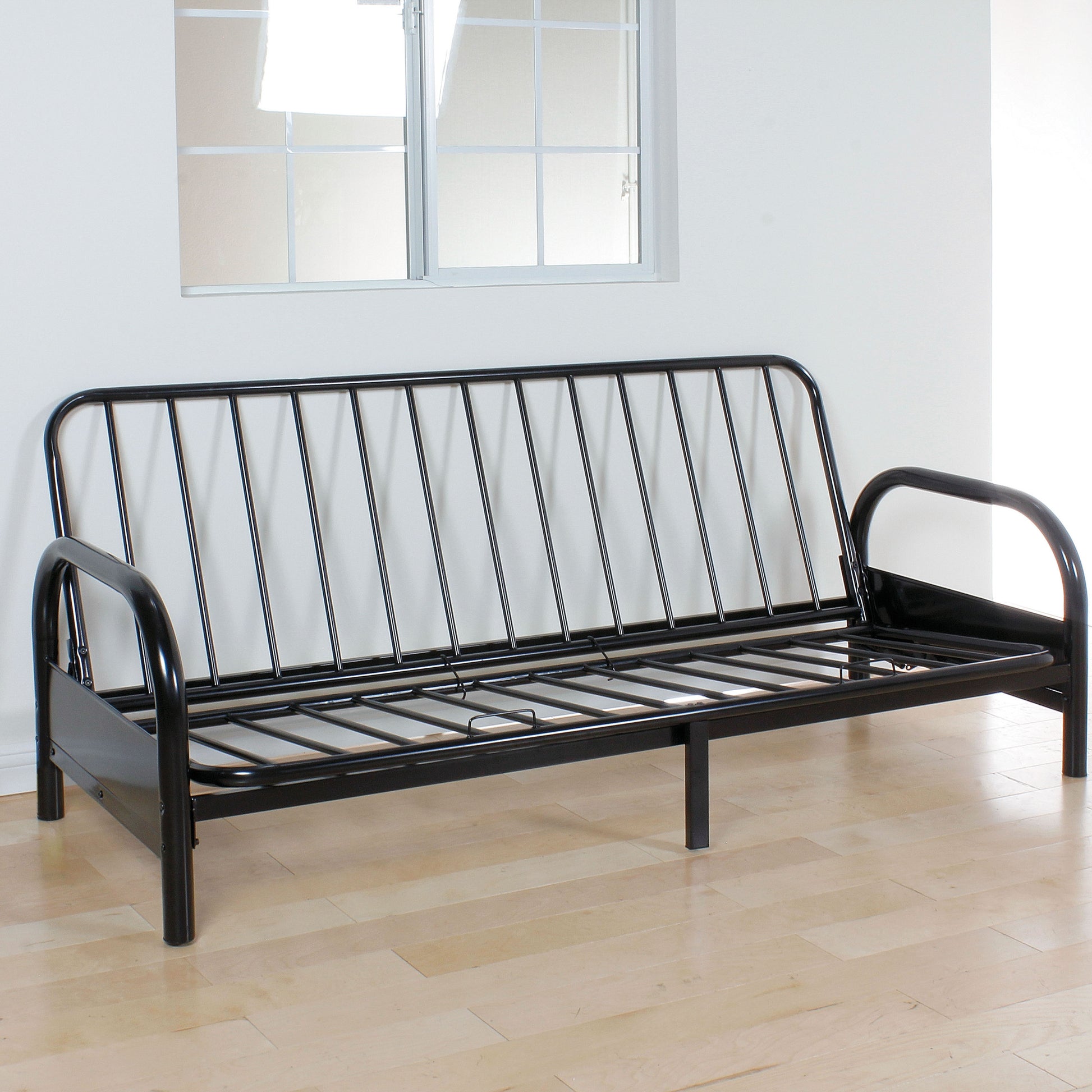 Black Adjustable Futon Frame for Space-Saving Comfort