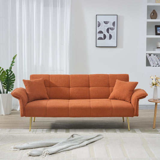 70-Inch Teddy Fleece Convertible Futon Sofabed - Modern Space-Saving Sofa