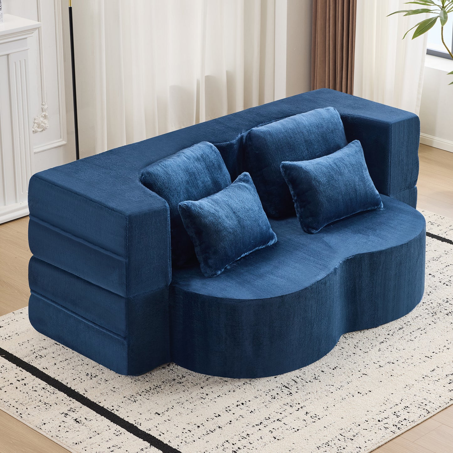 Queen Size Foldable Sofa Bed - Chenille Futon Sofa Couch