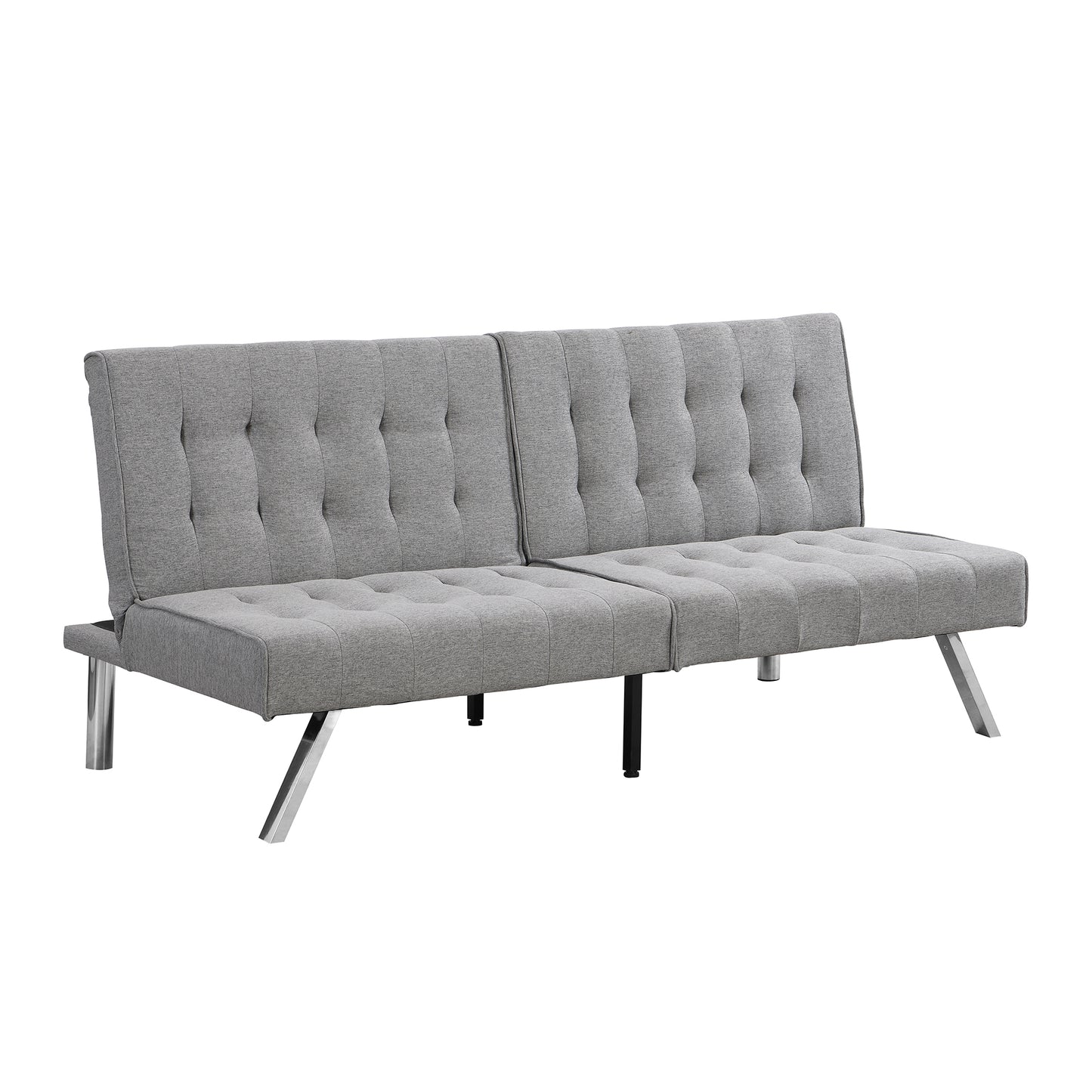 Modern Grey Sofa Bed with Wood Frame and Stainless Legs - 68.1 Inches