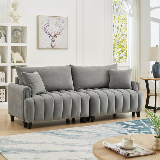 83'' Gray Futon Sofa Bed - Comfortable, Multi-functional Sleeper Couch