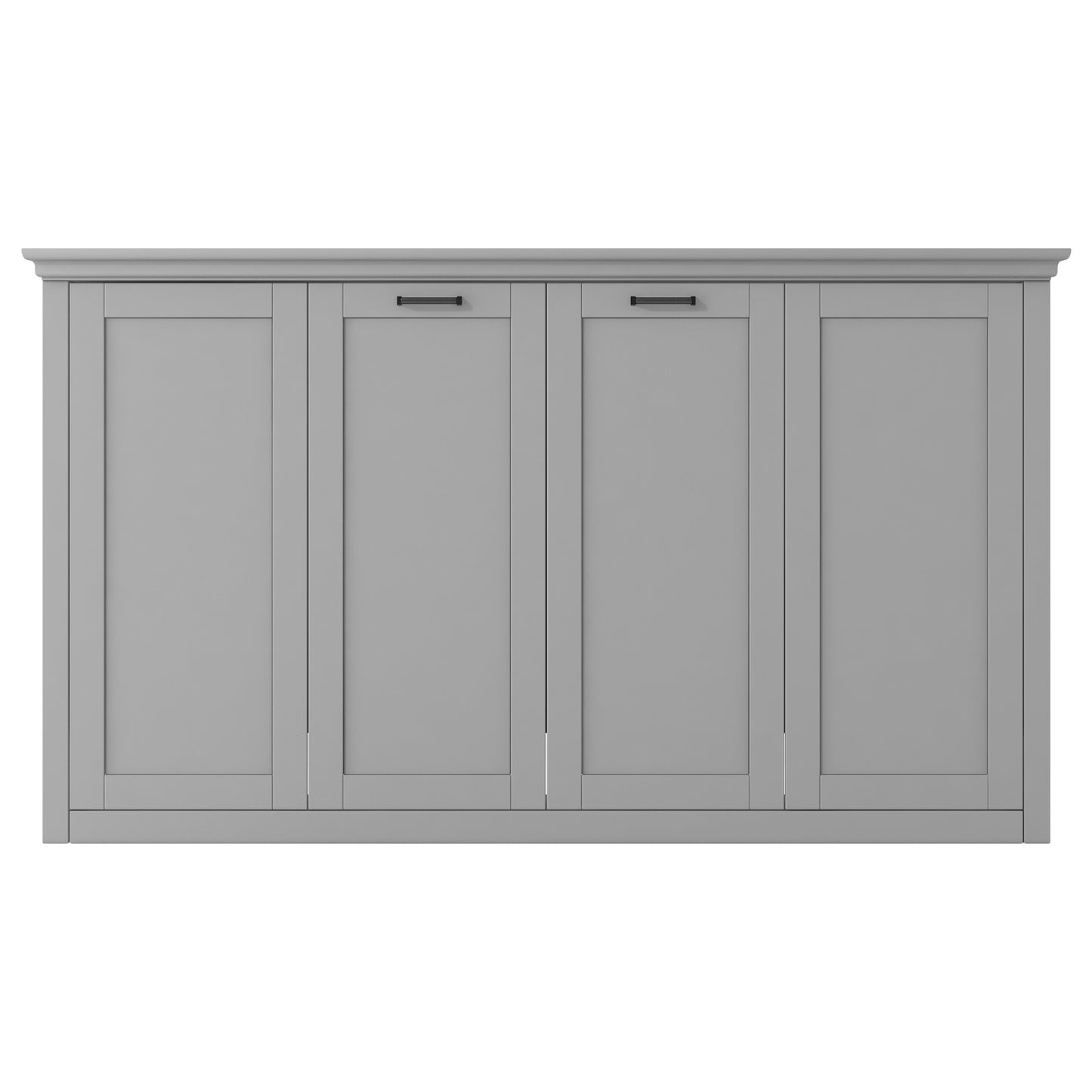 Gray Twin Size Murphy Bed with Cabinet Storage - Space-Saving & Stylish Design
