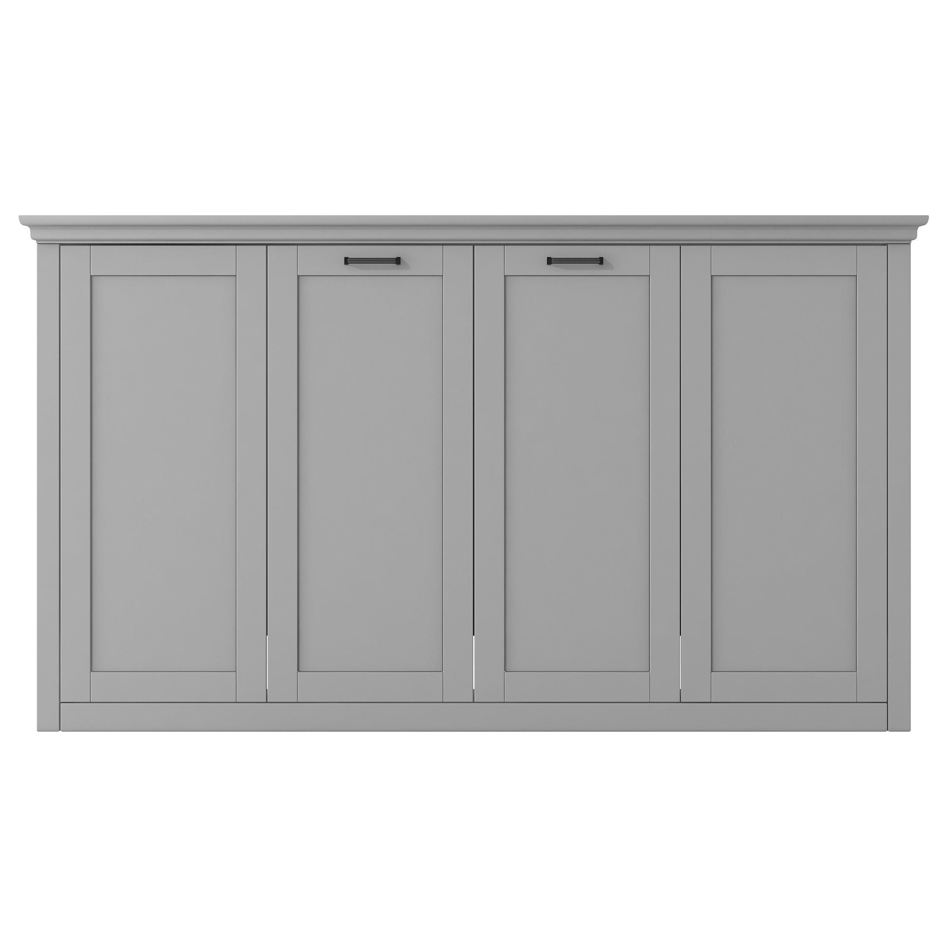 Gray Twin Size Murphy Bed with Cabinet Storage - Space-Saving & Stylish Design