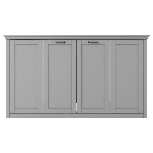 Gray Twin Size Murphy Bed with Cabinet Storage - Space-Saving & Stylish Design