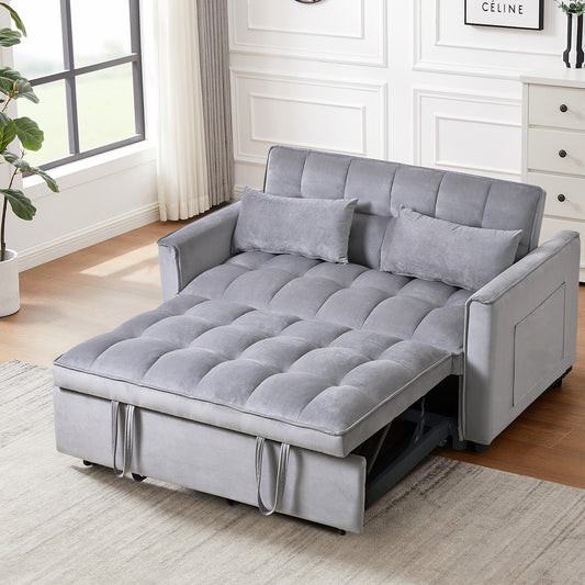 3 in 1 Convertible Sleeper Sofa Bed - Modern Pull Out Couch Bed in Grey