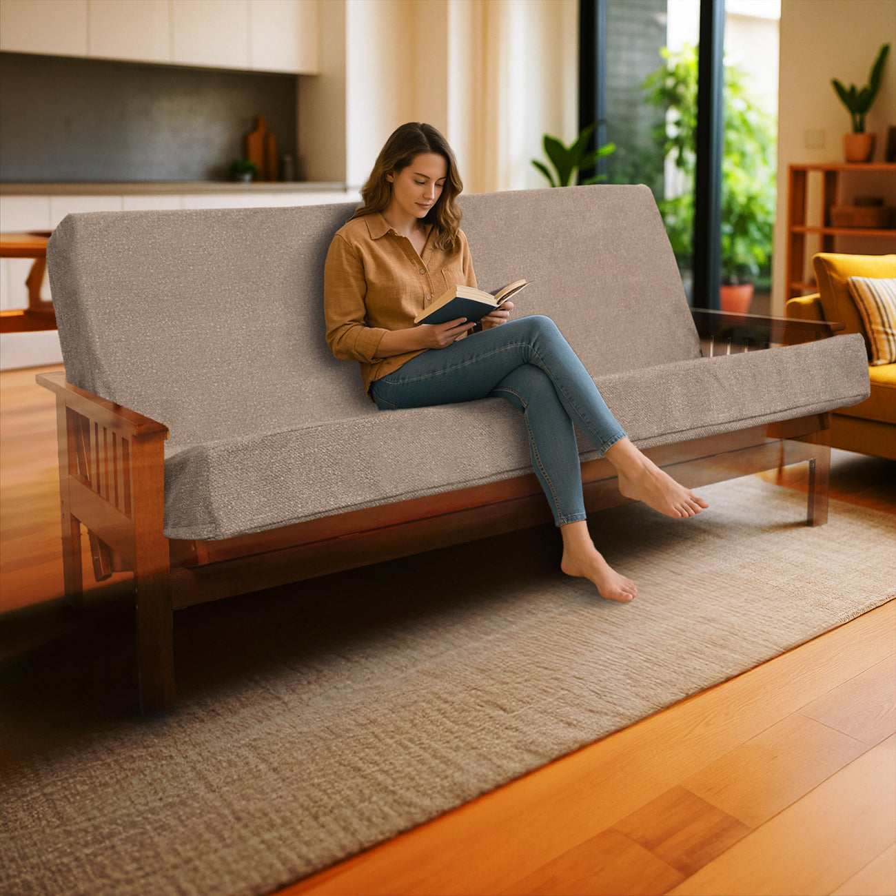 Memory Foam Infused Full Futon Mattress – Washable Cover, Heavy-Duty Zipper, Thick Foldable Sofa Bed Cushion