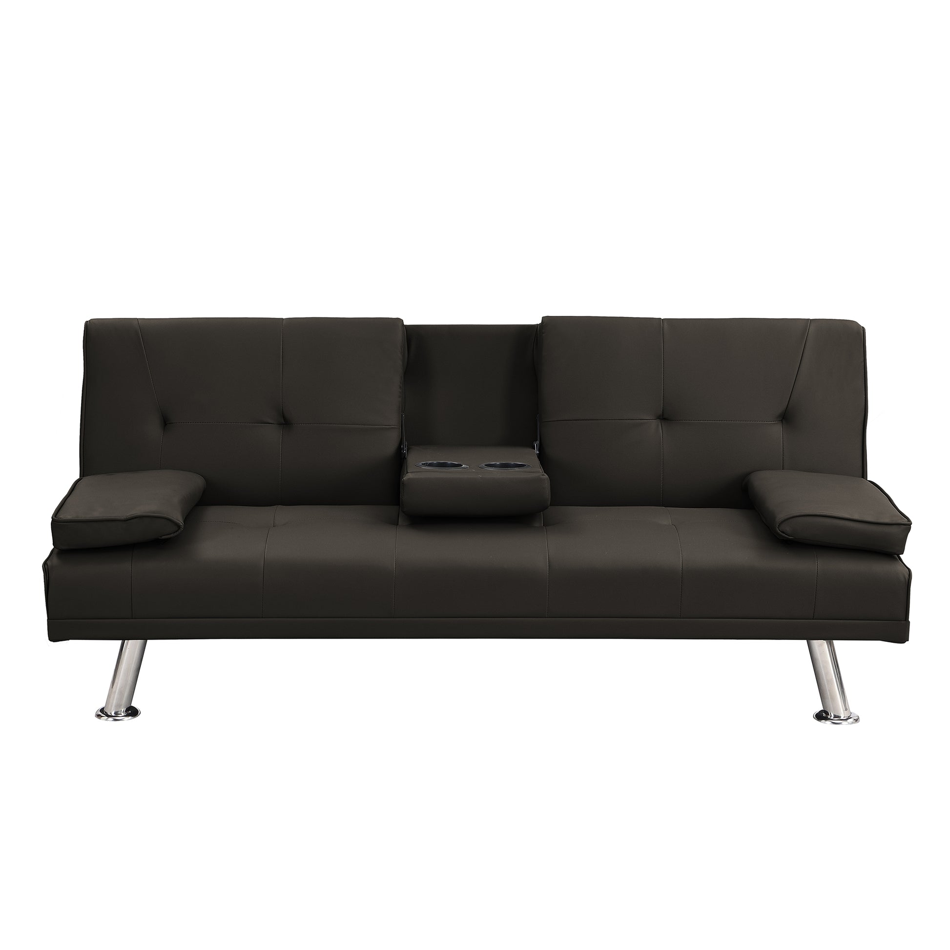 Multifunctional Sofa Bed with Armrest Holders and Wood Frame