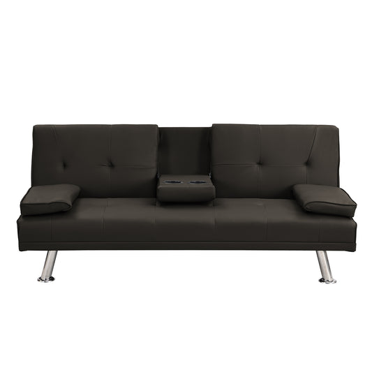 Multifunctional Sofa Bed with Armrest Holders and Wood Frame