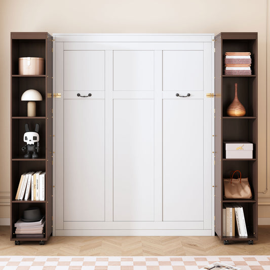Queen Murphy Bed Wall Bed with Storage Doors, Espresso