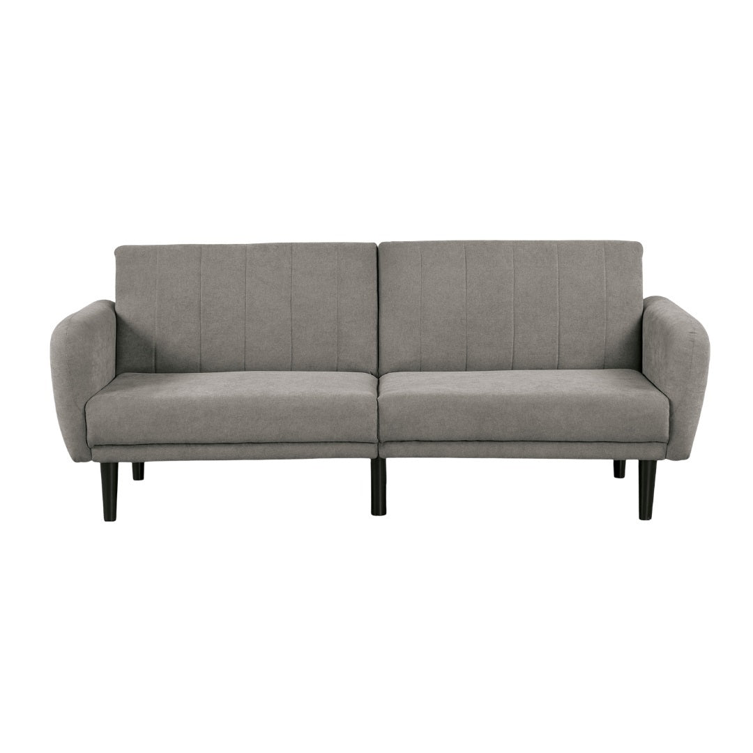 Contemporary Gray Futon Sofa Bed with USB - Space Saving Comfort