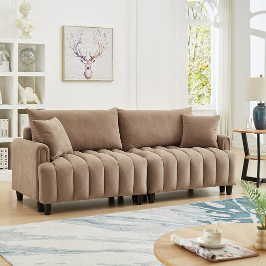 83'' Brown Futon Sofa Bed - Cozy, Convertible Sleeper with Pillows