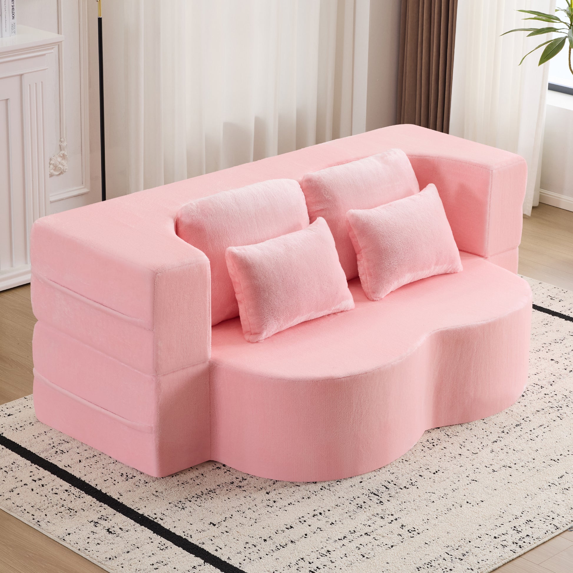 Queen Size Foldable Sofa Bed - Plush Futon Sofa Couch with High-Density Foam