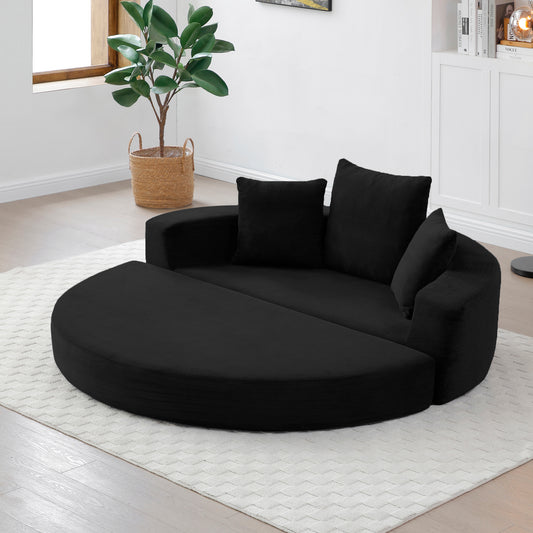 Convertible Sofa Couch Bed - Multi-Functional Circular Bed - Adjustable Futon Sofa - No Assembly Compressed Corduroy Floor Lounge Sofa for Apartment Office Bedroom Living Room