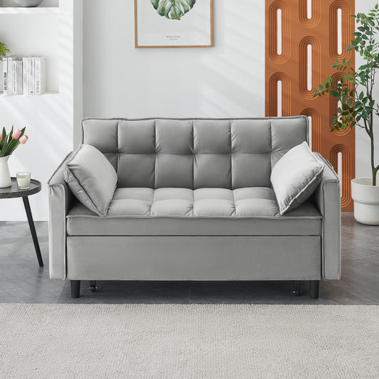 Modern Velvet Loveseat Futon Sofa Couch Pullout Bed