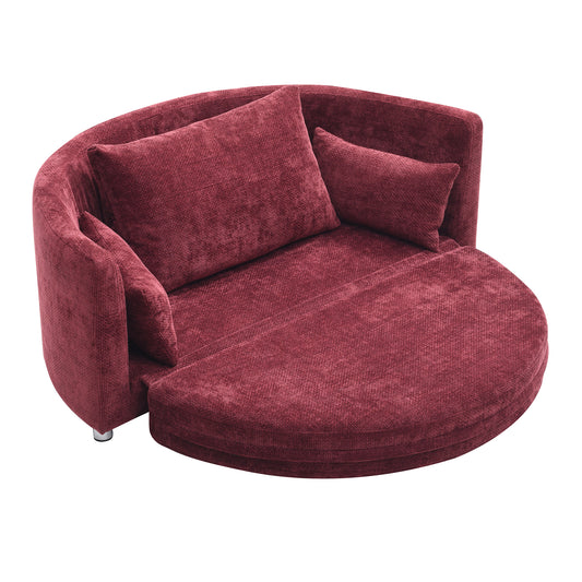 Multi-functional Foldable Sleeper Sofa Bed - Adjustable Futon Lazy Sofa Couch, Burgundy Linen, Double Size