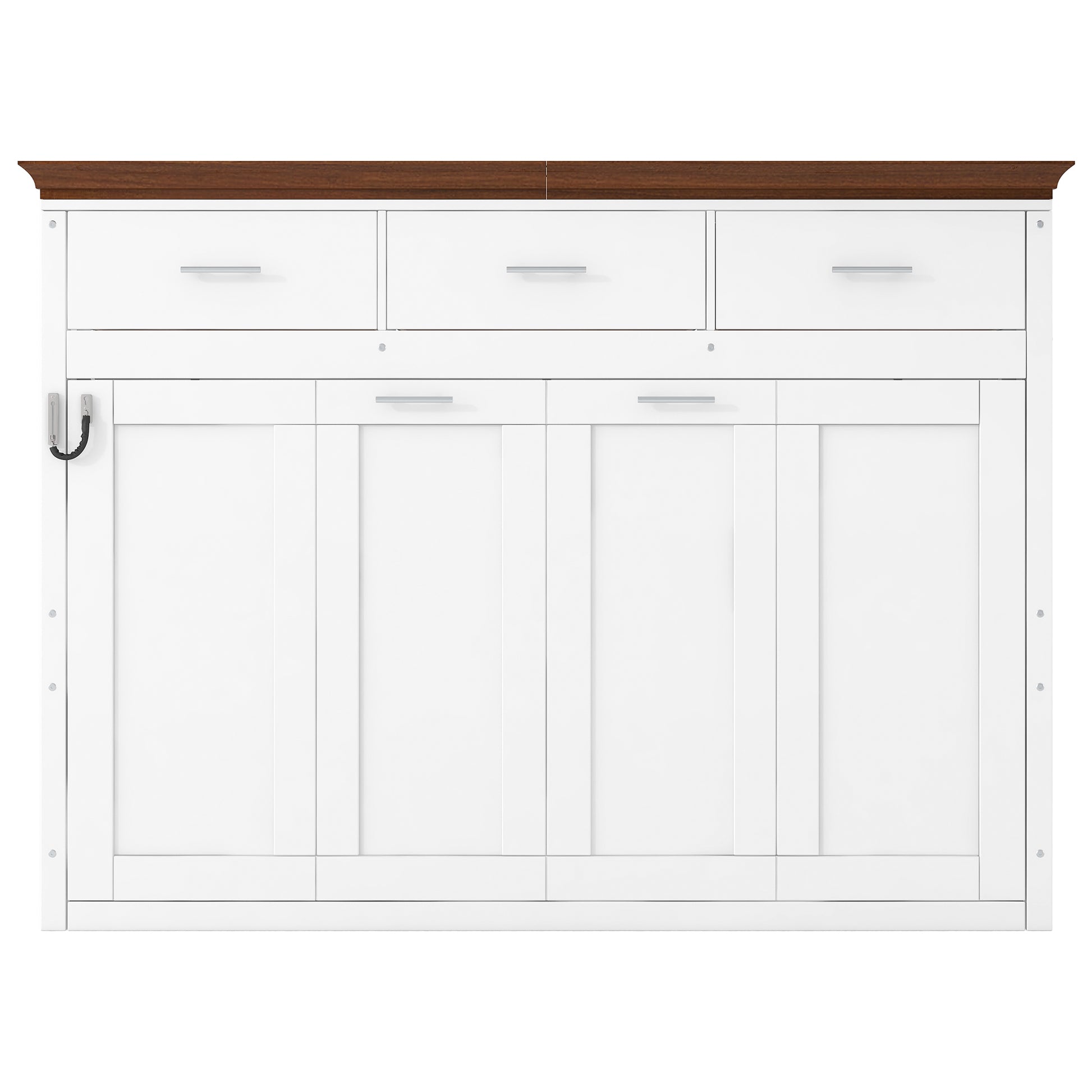 White Twin Size Murphy Bed with 3 Drawers - Compact & Stylish Space-Saving Solution