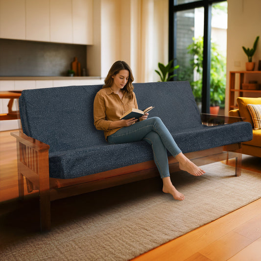 Memory Foam Infused Futon Mattress Full XL - Washable Cover, Heavy-Duty Zipper, Foldable Sofa Bed Cushion