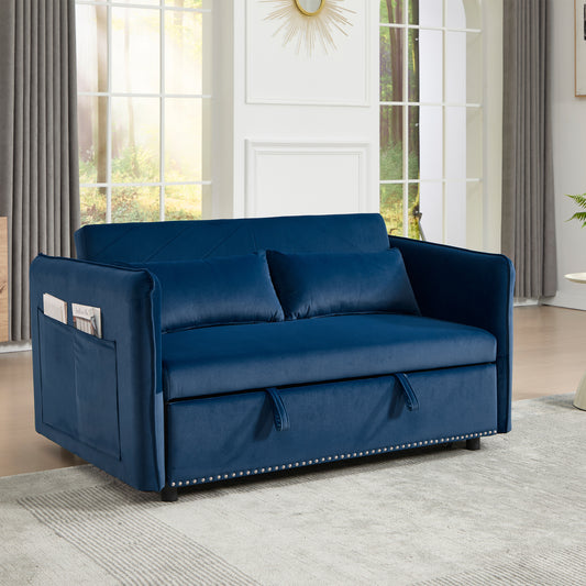 3 in 1 Convertible Sleeper Futon Sofa Bed – Cozy Velvet Loveseat for Small Spaces