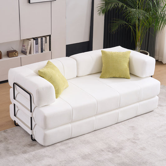 Folding Sofa Bed - 78.5' Convertible Couch Bed with 2 Pillows & Foam Spring Mattress