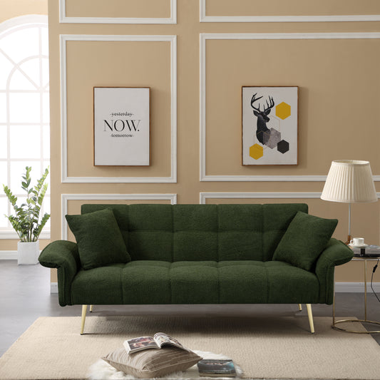 70.1" Futon Sofa Bed - Convertible Double Sofa Bed with Folding Armrests for Small Spaces