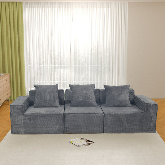 Dark Grey Convertible Floor Couch Sofa Bed with Pillow Back Support